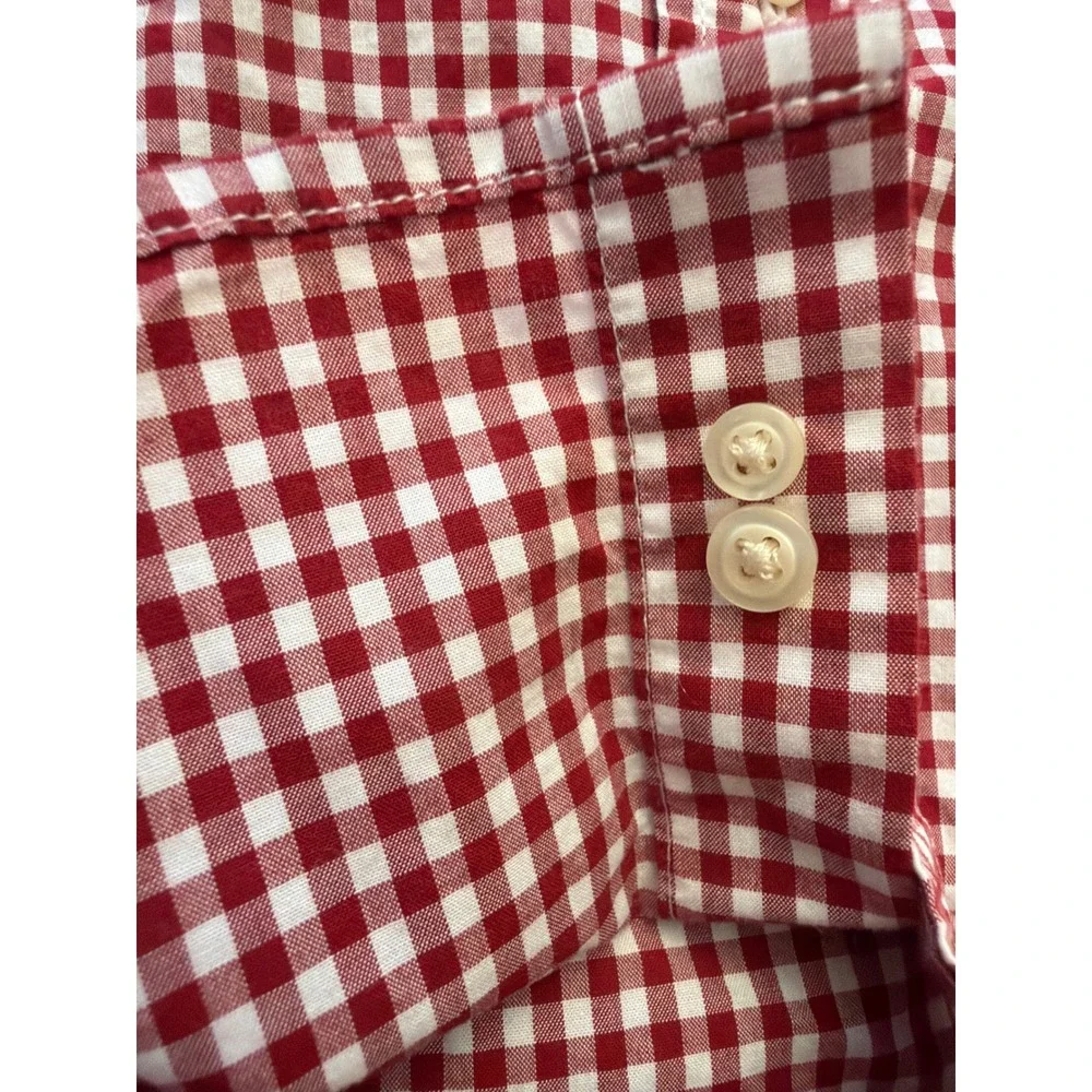 Ralph Lauren Boys Red White Gingham Cotton Button Down Shirt Size 7